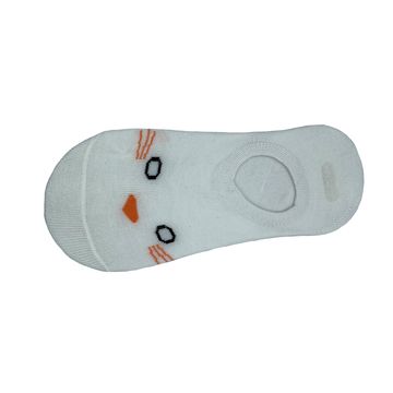 Women’s White Cat Face Printed Cotton Slim Fit Breathable & Non Cushioned Ankle Socks