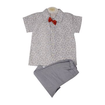 Baby Boy Grey Print Short Sleeve Shirt Shorts Set