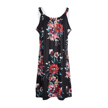Women's Casual Black Floral Strappy Dress