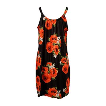 Women's Black & Orange Sunflower Summer Dress
