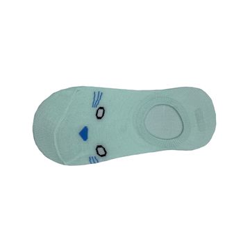 Women’s Light Blue Cat Face Printed Cotton Slim Fit Breathable & Non Cushioned Ankle Socks