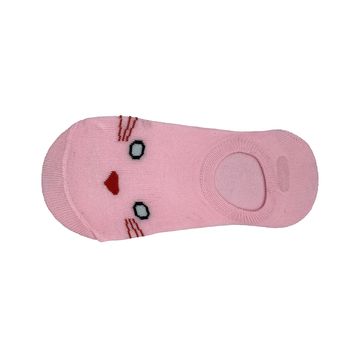 Women’s Light Pink Cat Face Printed Cotton Slim Fit Breathable & Non Cushioned Ankle Socks