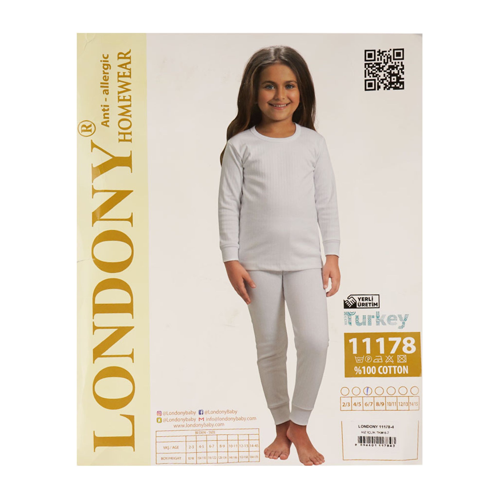 Kids Thermal Wear For Girl (White) - 1Sell