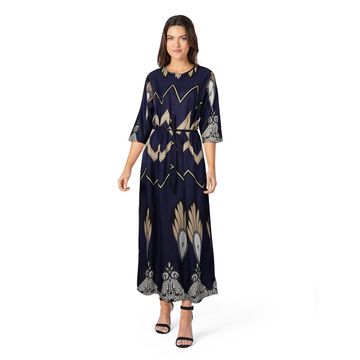 Blue Printed Fit & Flare Maxi Dress 311A