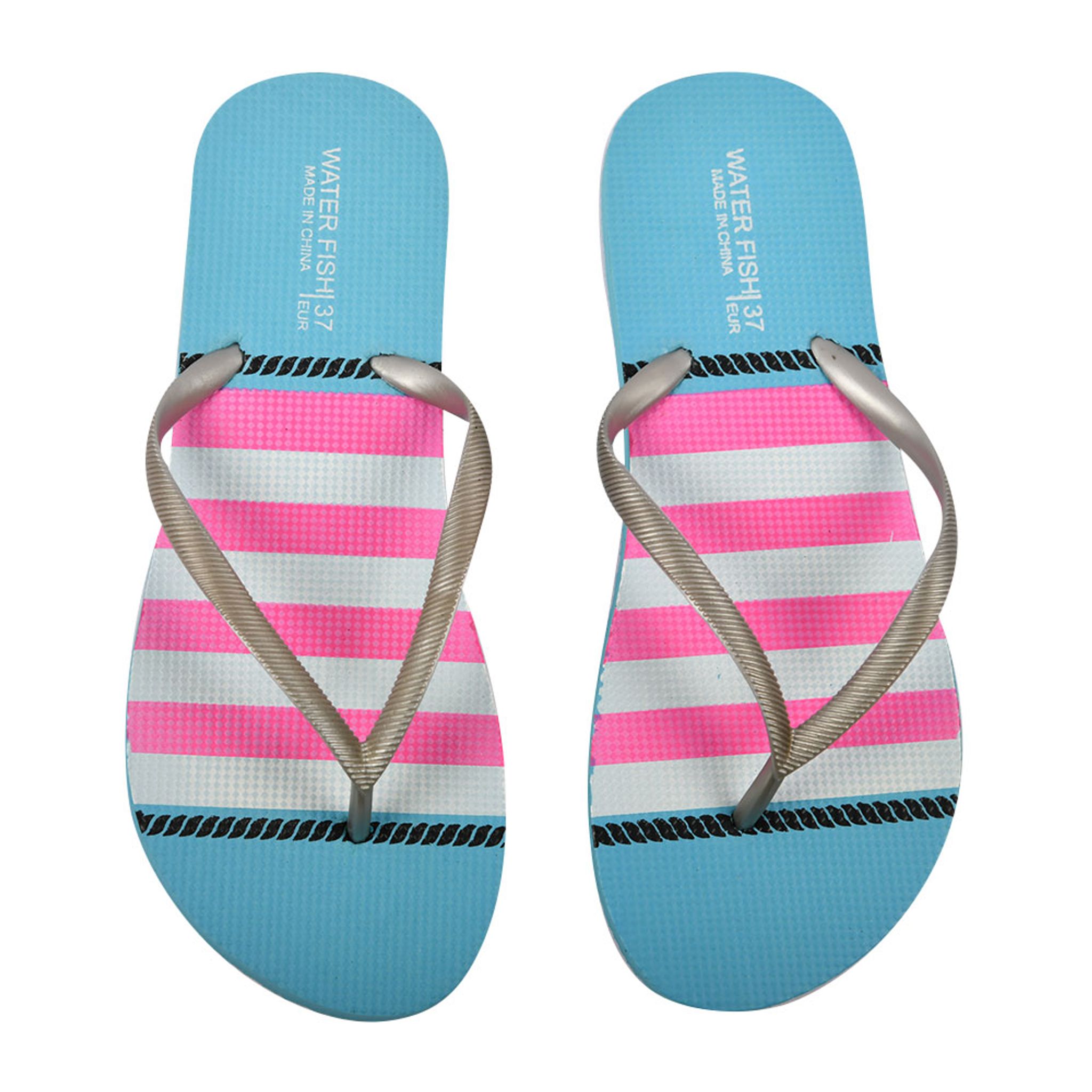 Women s Multicolored Flip Flops In Blue 1Sell