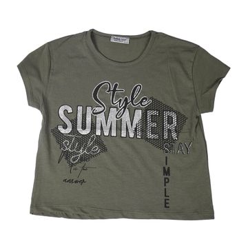 Teen T-Shirt for Girls-Navy Green