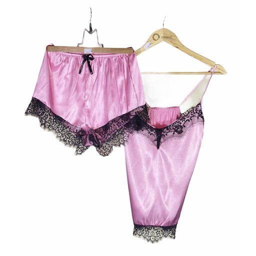 Women's Nighty Top \u0026 Short Set (Pink 