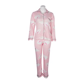 Women's Baby Pink Shirt And Pyjama Nightwear Set