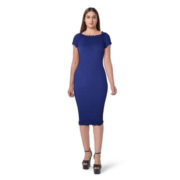 FITTED STRETCHABLE DRESS BLUE