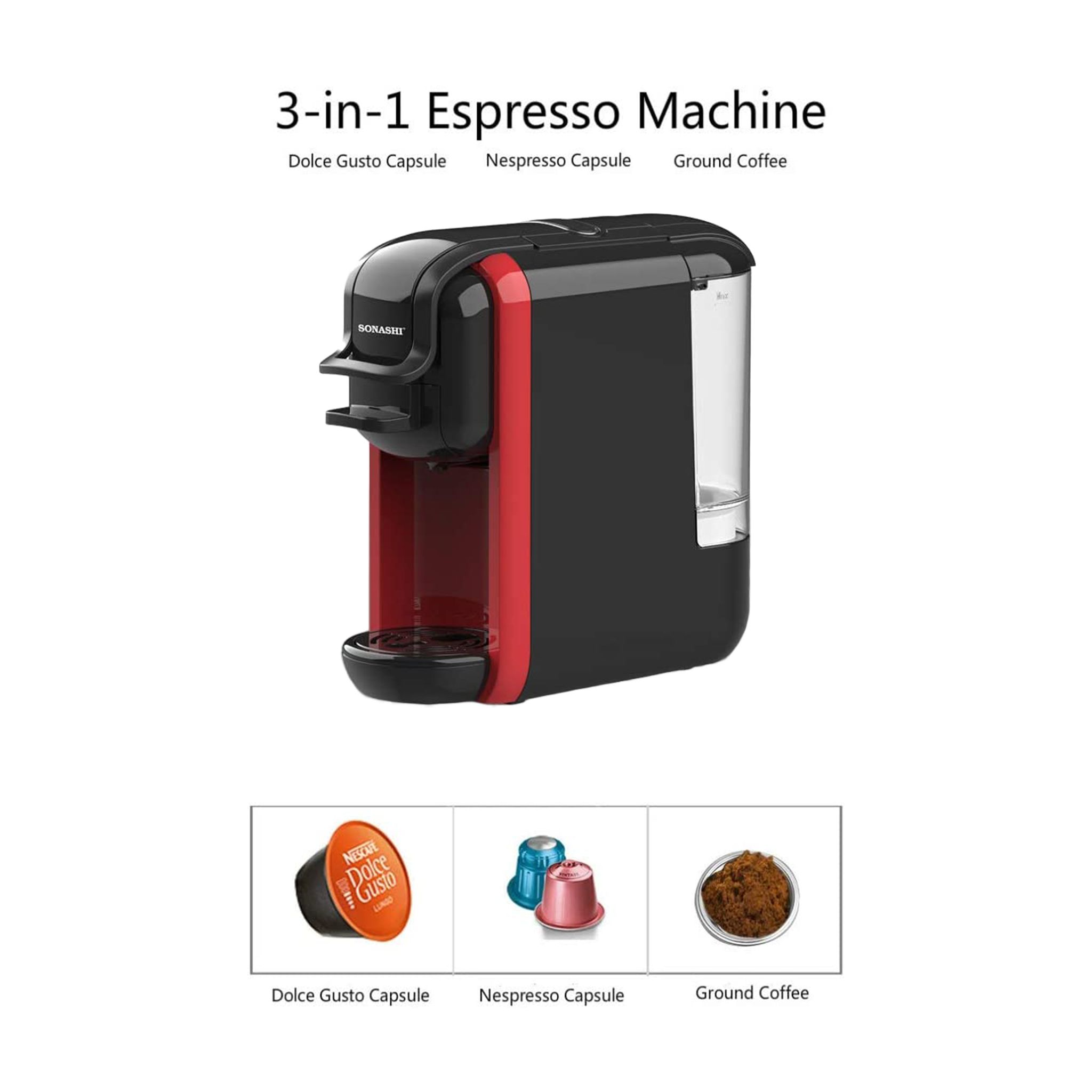 Capsule Espresso Machine Expresso Coffee Machine, 220V 19bar Coffee Maker Nespresso Dolce Gusto Ground Coffee Multiple Capsule