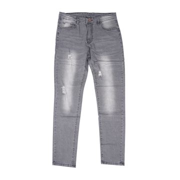 Men's Grey Mid-Rise Distressed Slim fit Jeans