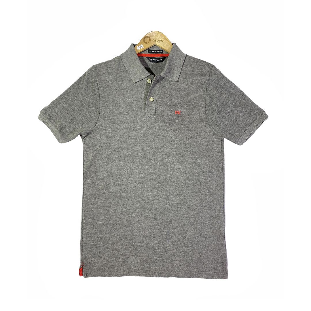 grey short sleeve polo shirt