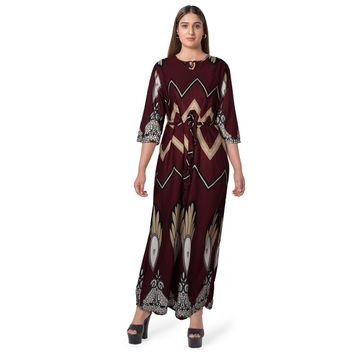 Maroon Printed Fit & Flare Maxi Dress 311A