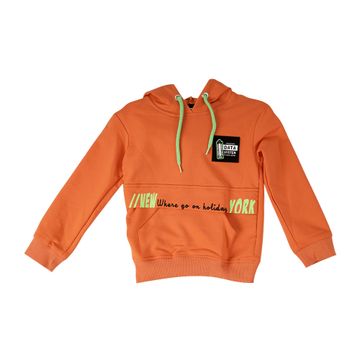 Boys Sweat Shirt Tops Plain Neon Orange Hooded Jumpers Hoodies