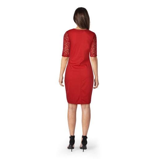 red ruffle bodycon dress