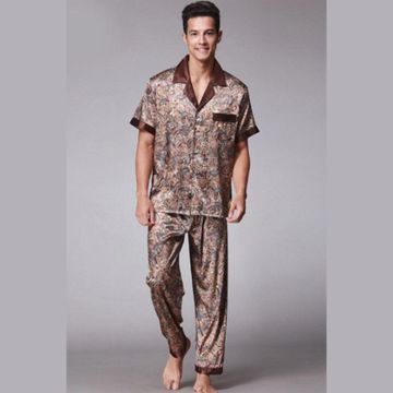Men's Satin Brown Night Suit Pyjama Set