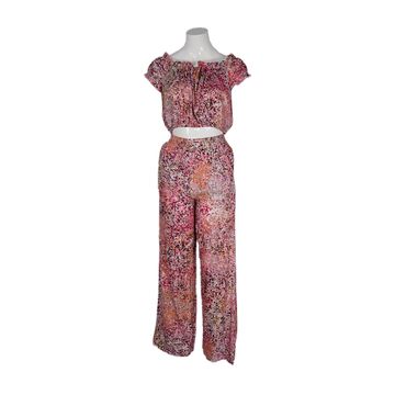 Women's 2 Piece Multicolor Floral Printed Crop Top with Wide Pant