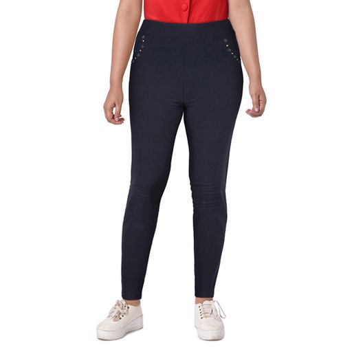 Women's Casual Navy Blue Jeggings - 1Sell