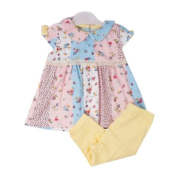 Baby Girls Floral Print Dress & Yellow Pants Set