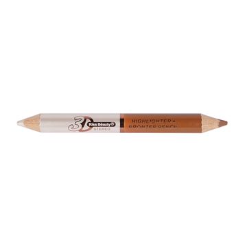 3D Stereo 2 in 1 Brown & White highlighter + Bronzer Contouring Pencil 2g#03