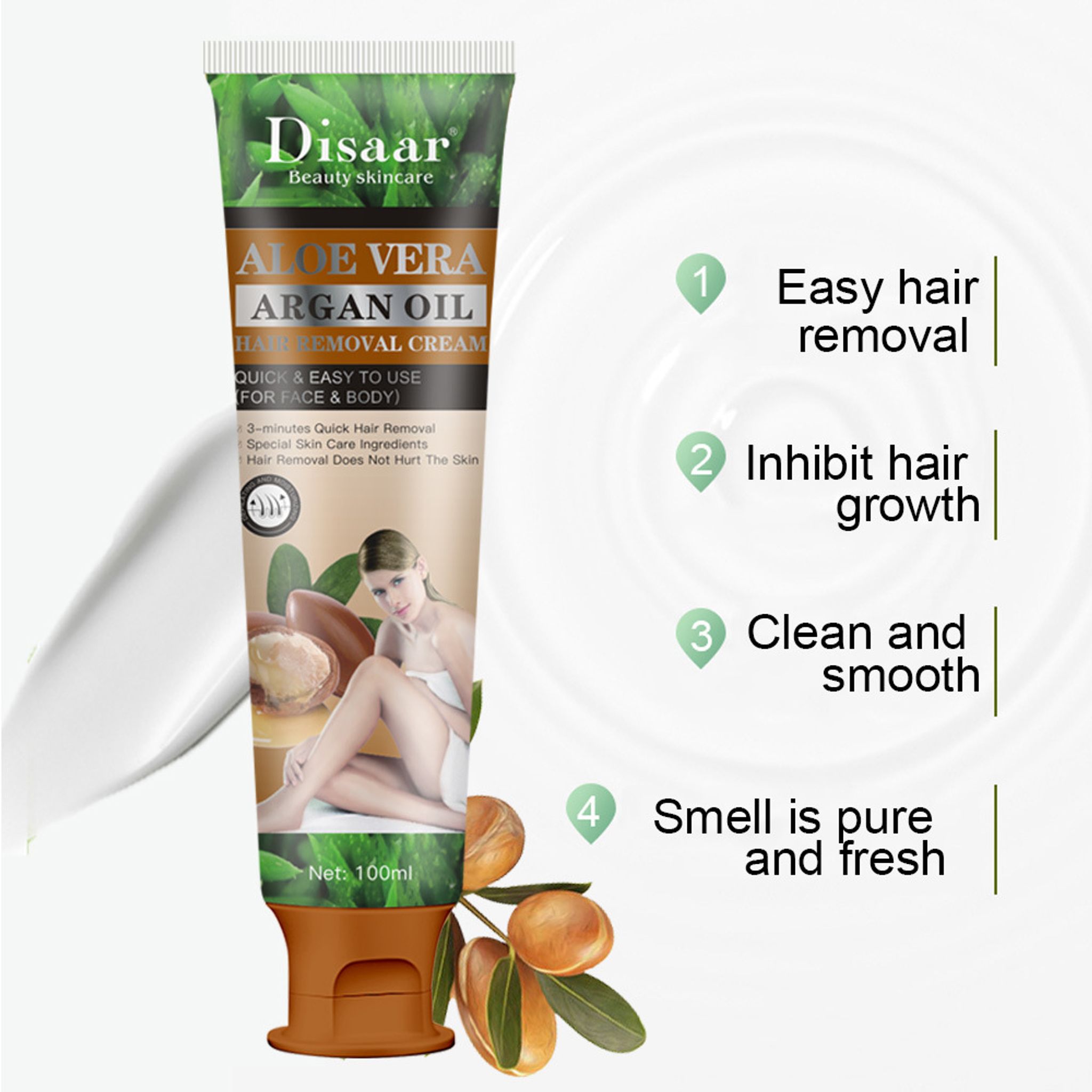 Disaar Argan Oil and Aloe Vera Hair Removal Cream 100 ml - 1Sell