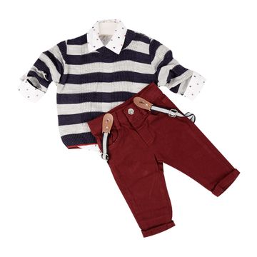 Baby Boy White Sweaters With Maroon Pants (Turkey)