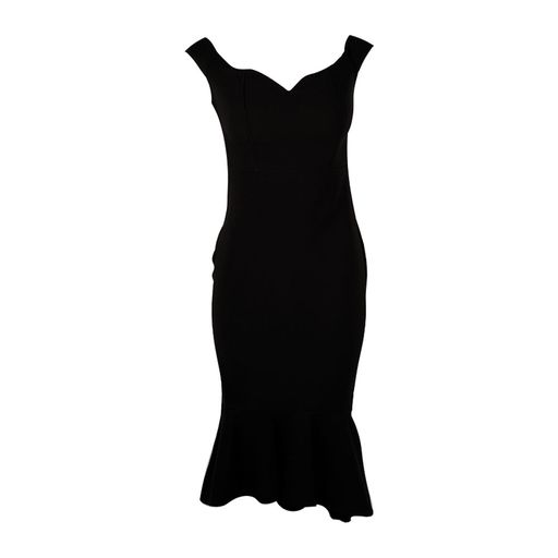 Solid Black Bodycon Ruffled Party Dress ...