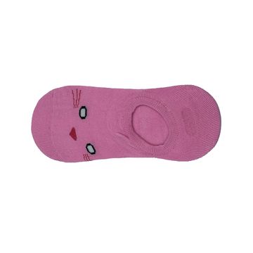 Women’s Pink Cat Face Printed Cotton Slim Fit Breathable & Non Cushioned Ankle Socks