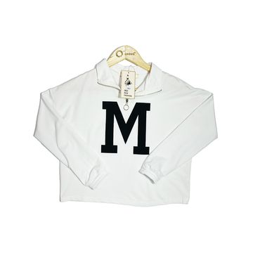 Women’s Long Sleeve Zip Up Crop Sweatshirt with M Logo