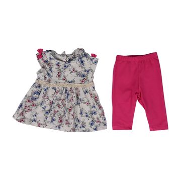 Baby Girl Floral Dress with Dark Pink Leggings