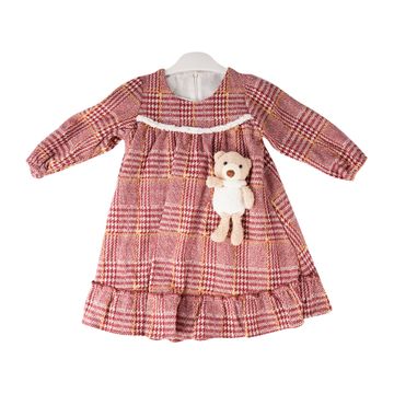 Baby Girl Dress With Teddy Bear Turkey-Maroon