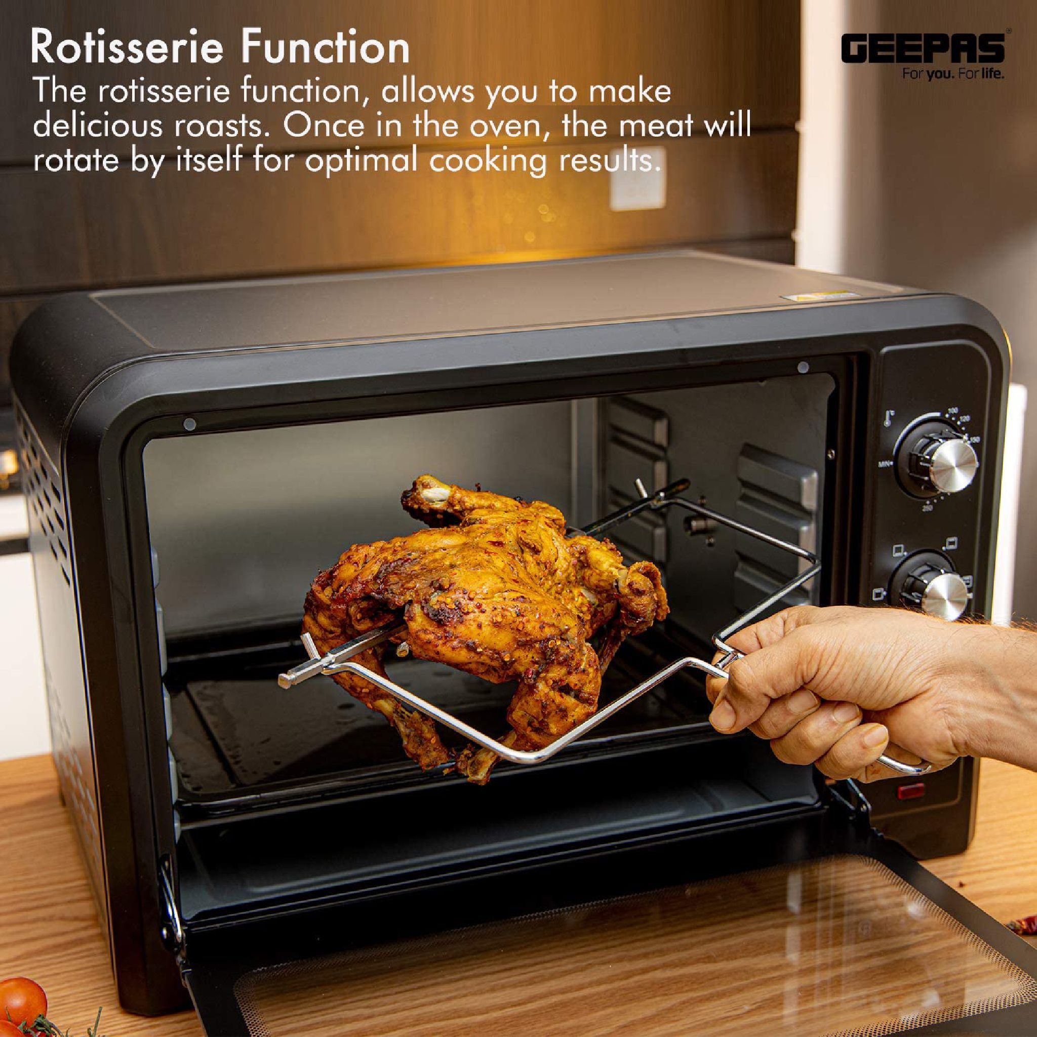 Geepas electric deals oven with rotisserie