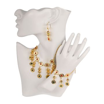 NECKLACE AND BRACELETE WITH EARRINGS (GOLD)