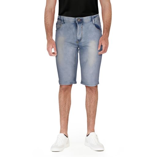 Men's Light Blue Mid Rise Denim Shorts 