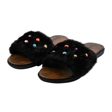 Black Furry Sandal