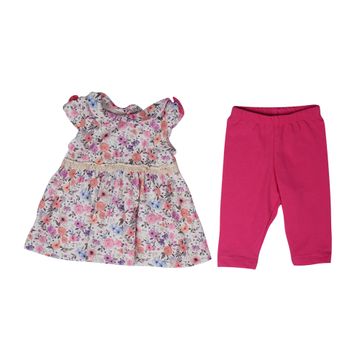 Baby Girl Floral Dress w/ Dark Pink Leggings