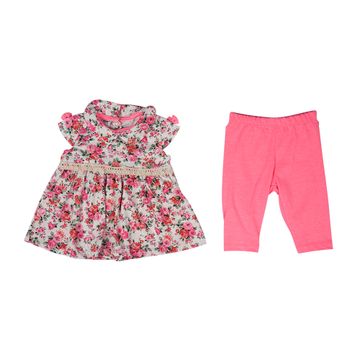 Baby Girl Floral Dress with Light Pink Leggings