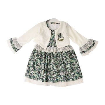 Baby Girl Dress Turkey -White/Green