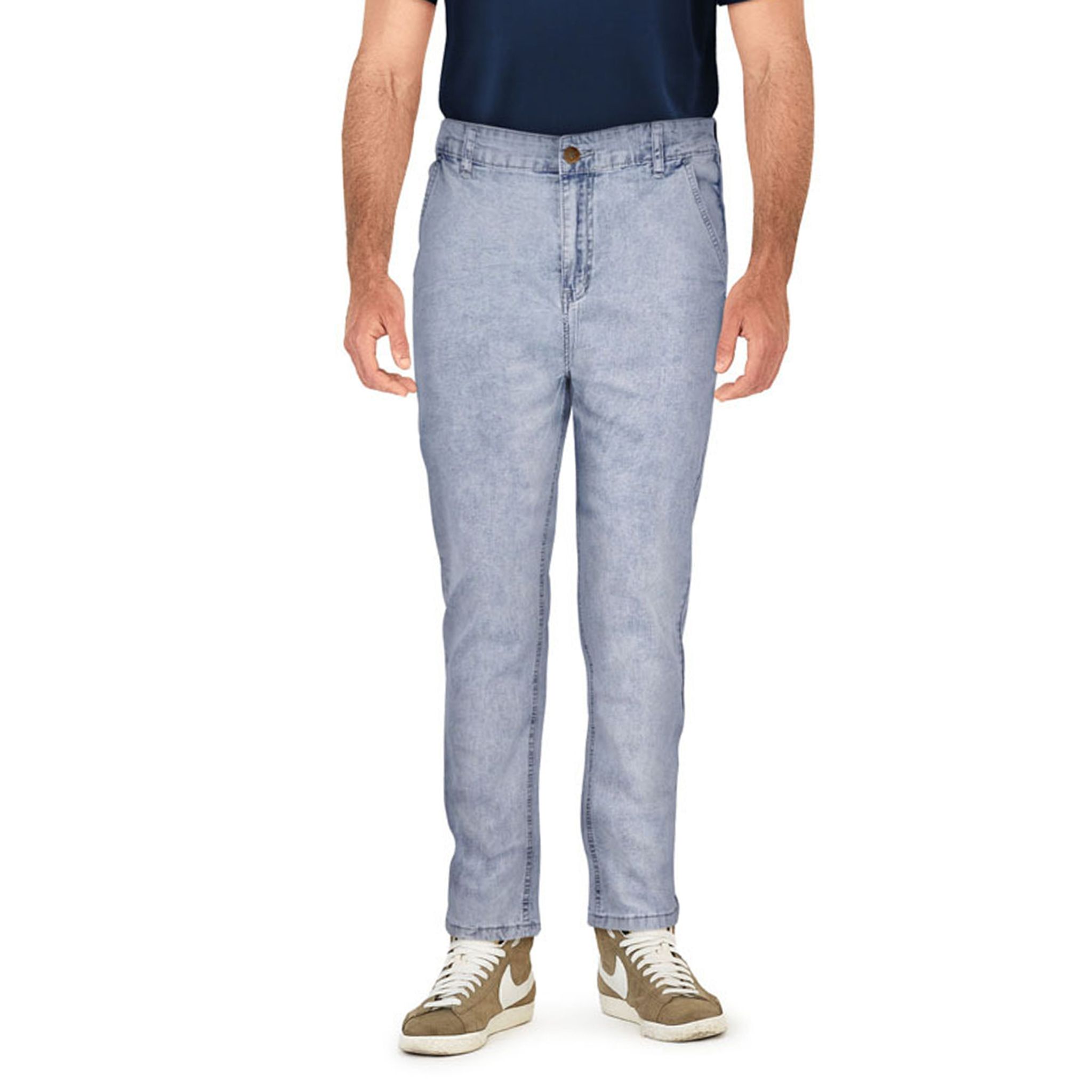 Men's Light Blue Mid Rise Denim Jeans 