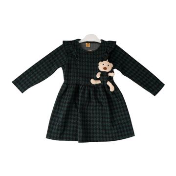 Baby Girl Dress With Teddy Bear- Green /Black (Turkey)